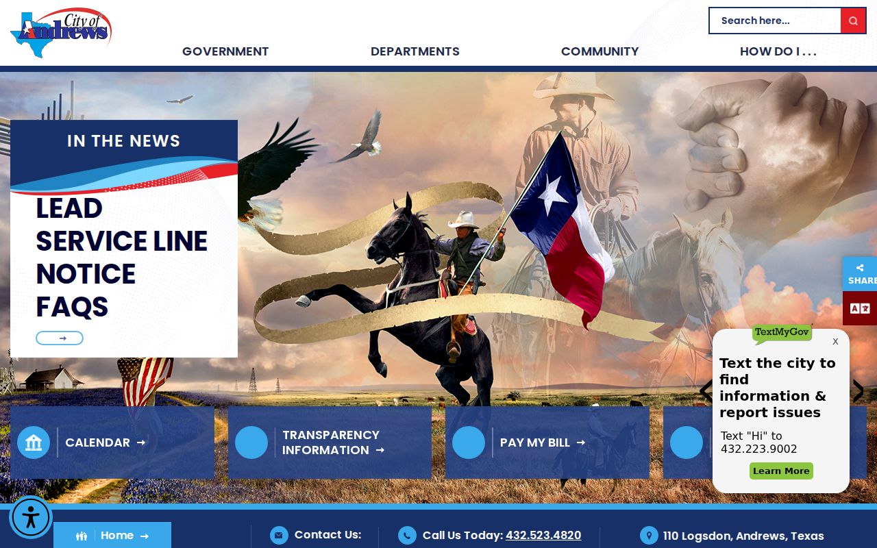 City of Andrews official homepage and municipal building