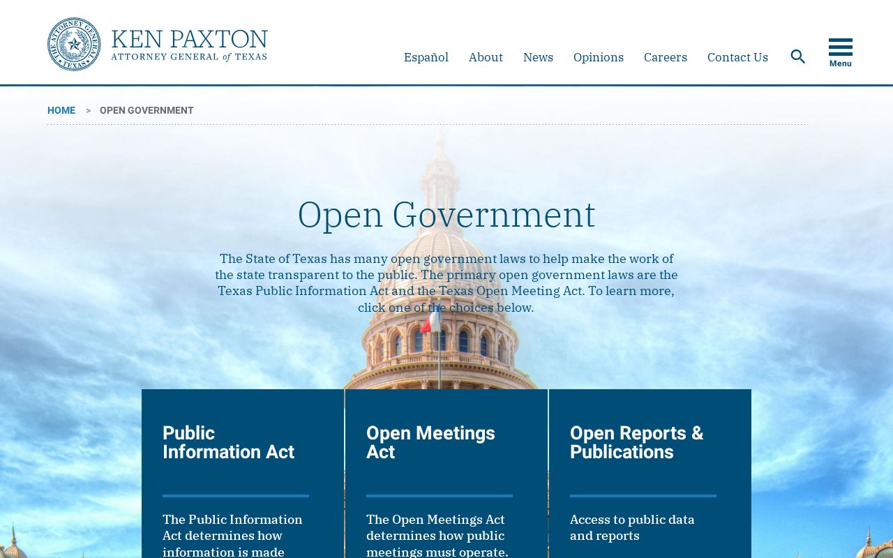 Texas Attorney General Open Government guidance for public information requests