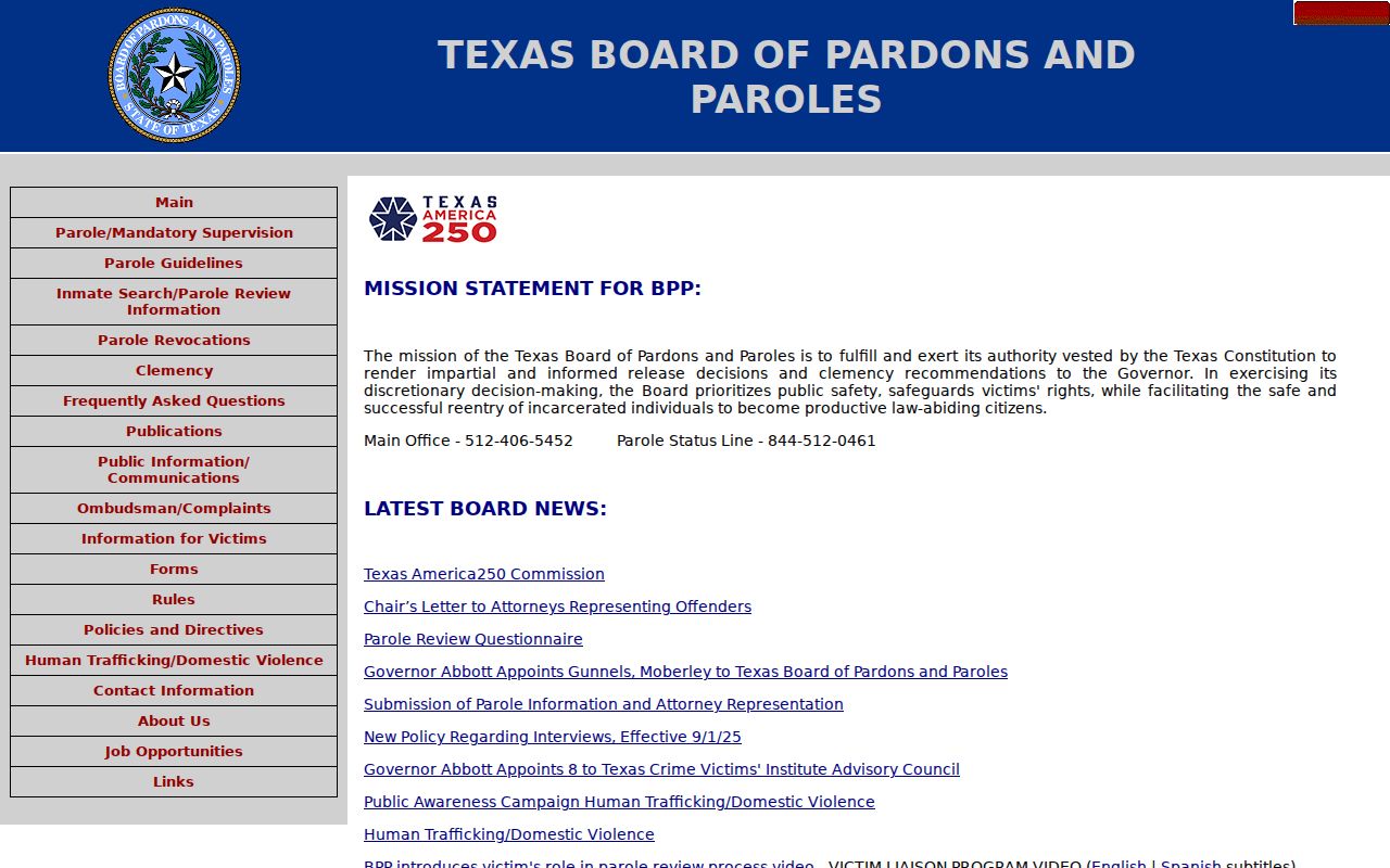 Texas parole authority for Andrews County criminal records
