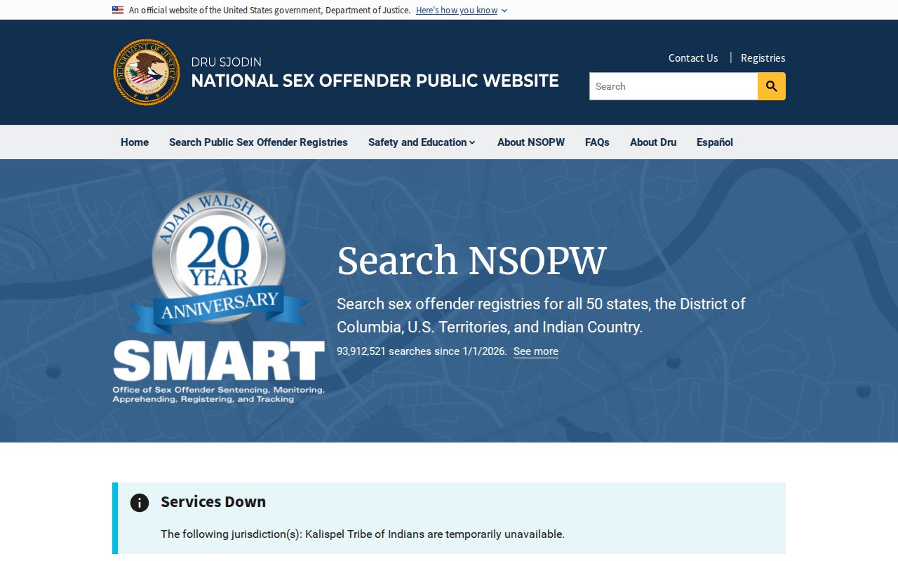 NSOPW national search used with Andrews County sex offender registry checks